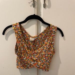 LA hearts XS orange floral crop tank top